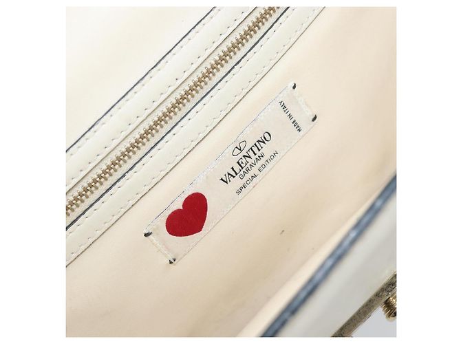 VALENTINO Borsa a Spalla con Catena Pelle Bianca Oro Auth bs34199 Bianco D'oro - vista 19