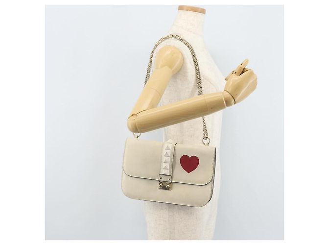 VALENTINO Borsa a Spalla con Catena Pelle Bianca Oro Auth bs34199 Bianco D'oro - vista 24