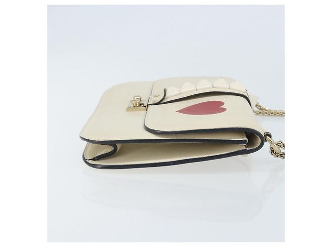 VALENTINO Borsa a Spalla con Catena Pelle Bianca Oro Auth bs34199 Bianco D'oro - vista 3