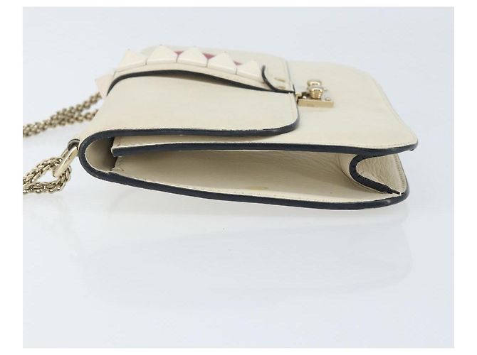 VALENTINO Borsa a Spalla con Catena Pelle Bianca Oro Auth bs34199 Bianco D'oro - vista 4