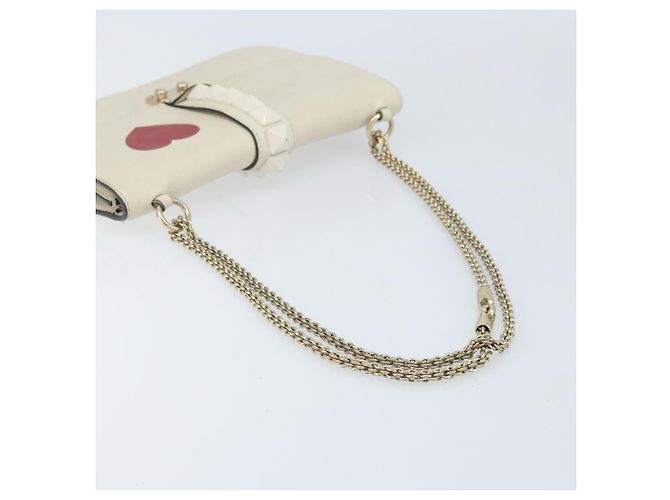 VALENTINO Borsa a Spalla con Catena Pelle Bianca Oro Auth bs34199 Bianco D'oro - vista 7