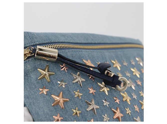Bolsa de mão com studs Jimmy Choo em denim azul Auth BAZ213A - vista 12