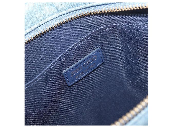 Bolsa de mão com studs Jimmy Choo em denim azul Auth BAZ213A - vista 13