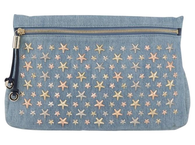 Bolsa de mão com studs Jimmy Choo em denim azul Auth BAZ213A - vista 2