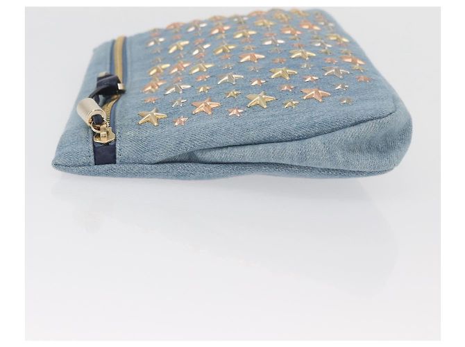Bolsa de mão com studs Jimmy Choo em denim azul Auth BAZ213A - vista 5
