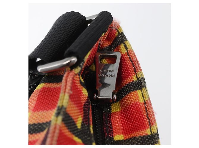 PRADA Schultertasche aus beschichtetem Canvas Rot Silber Auth YKZ305A - Ansicht 16