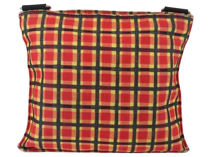 PRADA Schultertasche aus beschichtetem Canvas Rot Silber Auth YKZ305A - Ansicht 3