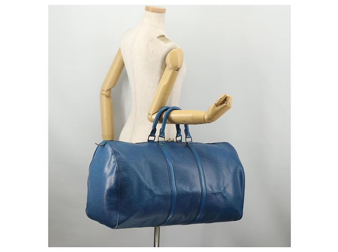 LOUIS VUITTON Epi Keepall 55 Bolsa Boston Azul Toledo M42955 LV Auth BA11448 - vista 22