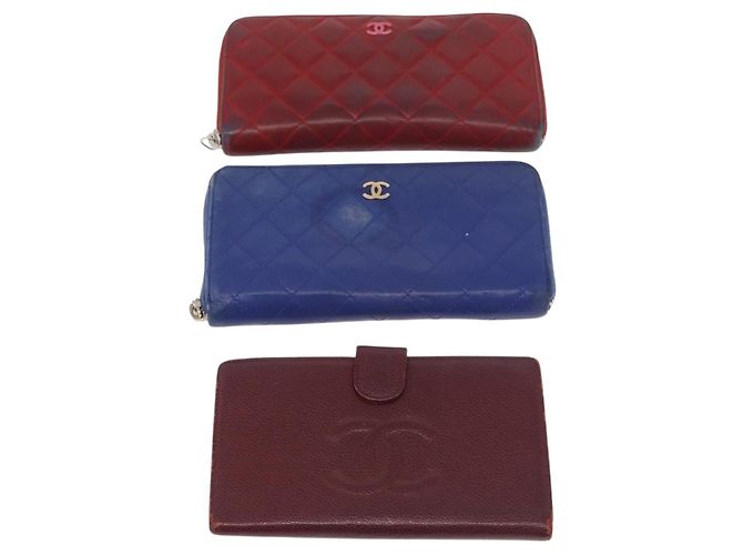 Portafoglio CHANEL Pelle 6 Set Blu Nero Rosso CC Auth BA11504 - vista 2