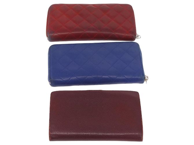 Portafoglio CHANEL Pelle 6 Set Blu Nero Rosso CC Auth BA11504 - vista 3