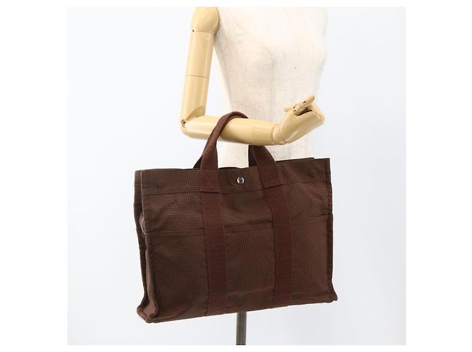 Hermès HERMES Borsa a Mano Her Line MM Tela Marrone Argento Auth ARZ910 - vista 21