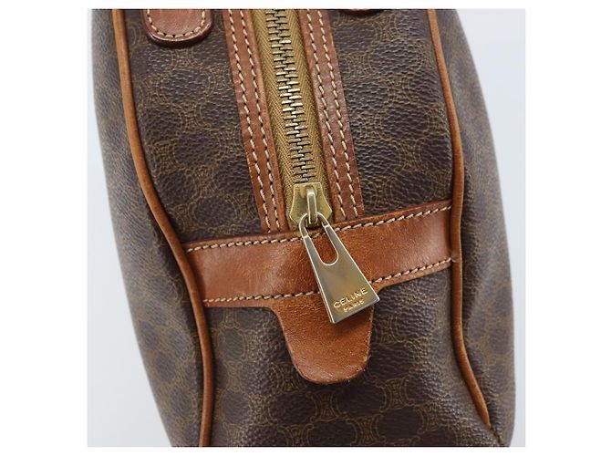 Céline Borsa a mano in tela Macadam CELINE in pelle PVC marrone oro Auth mr2265 D'oro - vista 15
