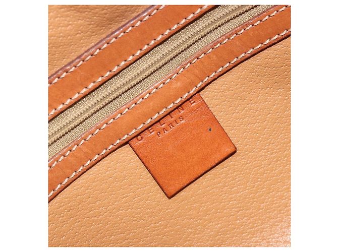 Céline Borsa a mano in tela Macadam CELINE in pelle PVC marrone oro Auth mr2265 D'oro - vista 16