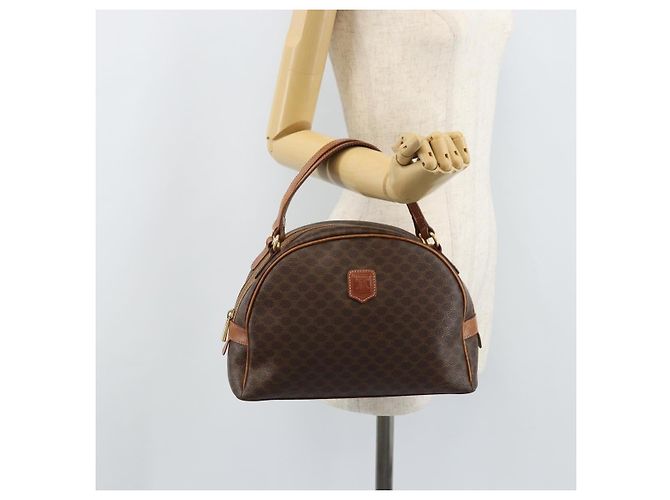 Céline Borsa a mano in tela Macadam CELINE in pelle PVC marrone oro Auth mr2265 D'oro - vista 23