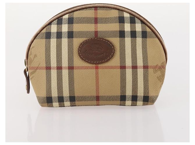 Borsa a mano Burberry Nova Check in tela e pelle 3 pezzi Beige Rosso Auth mr2263 - vista 15