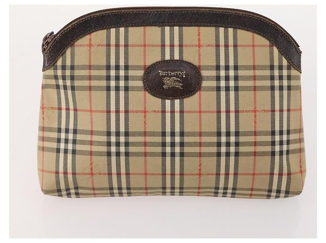 Borsa a mano Burberry Nova Check in tela e pelle 3 pezzi Beige Rosso Auth mr2263 - vista 2