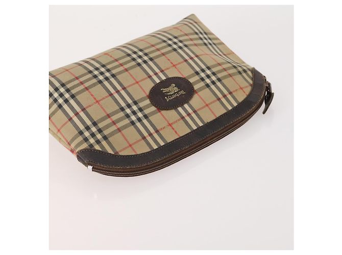Borsa a mano Burberry Nova Check in tela e pelle 3 pezzi Beige Rosso Auth mr2263 - vista 5