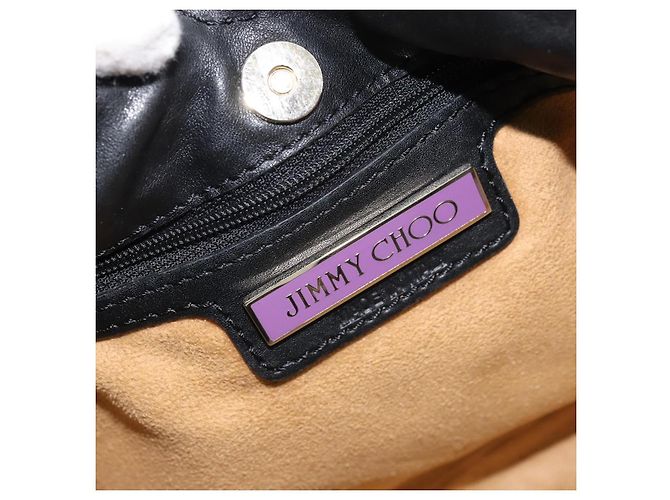 Borsa a Spalla in Pelle Nera e Oro Jimmy Choo Auth YKZ210 Nero D'oro - vista 15