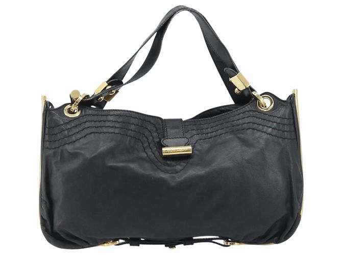 Borsa a Spalla in Pelle Nera e Oro Jimmy Choo Auth YKZ210 Nero D'oro - vista 2