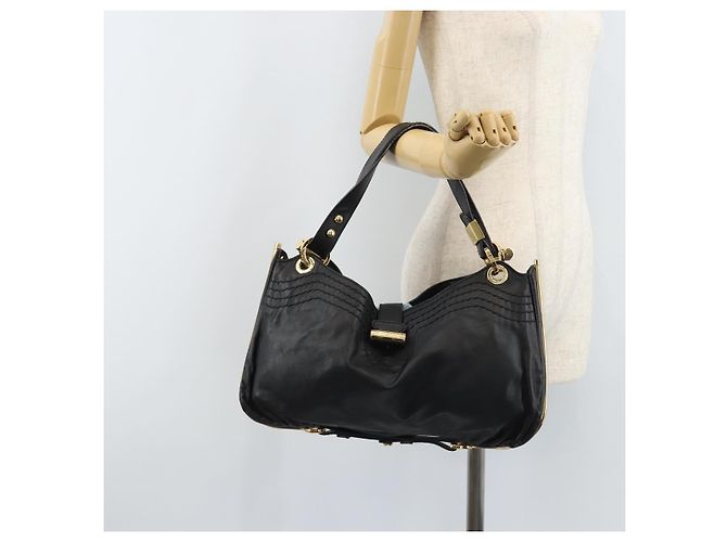 Borsa a Spalla in Pelle Nera e Oro Jimmy Choo Auth YKZ210 Nero D'oro - vista 22