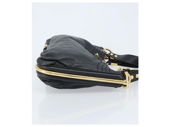 Borsa a Spalla in Pelle Nera e Oro Jimmy Choo Auth YKZ210 Nero D'oro - vista 4
