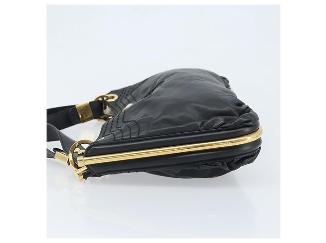 Borsa a Spalla in Pelle Nera e Oro Jimmy Choo Auth YKZ210 Nero D'oro - vista 5