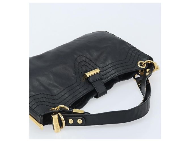 Borsa a Spalla in Pelle Nera e Oro Jimmy Choo Auth YKZ210 Nero D'oro - vista 6