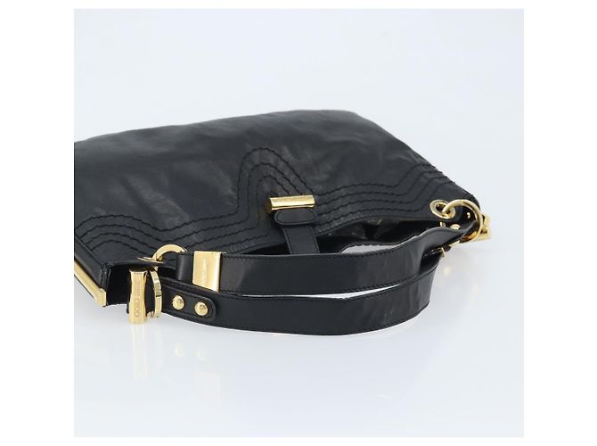 Borsa a Spalla in Pelle Nera e Oro Jimmy Choo Auth YKZ210 Nero D'oro - vista 7