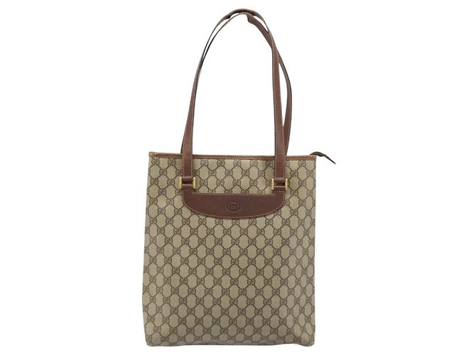 Gucci Borsa Tote GG Supreme in PVC beige e oro 002 39 6130 Auth BA11743 D'oro - vista 2