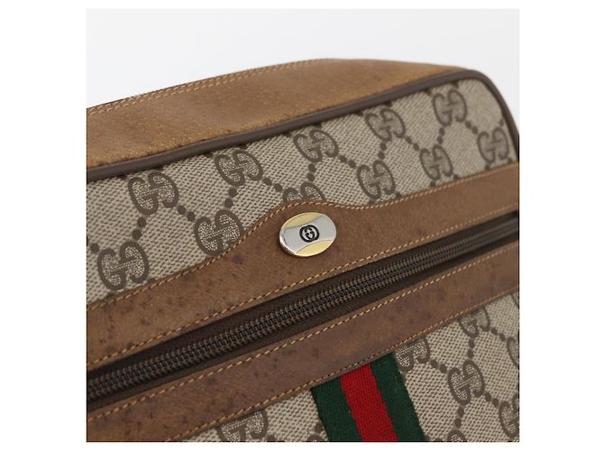 Borsa a Spalla Gucci GG Supreme Web Sherry Line PVC Beige 98 02 004 Auth BAZ558 D'oro - vista 16