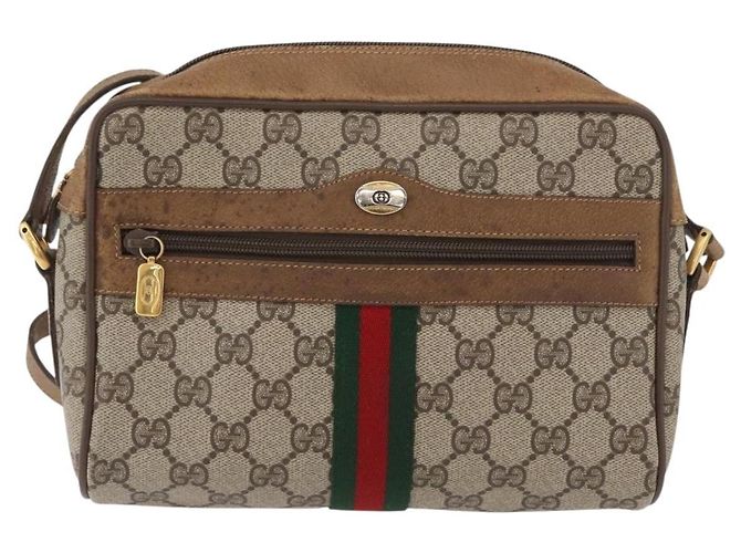 Borsa a Spalla Gucci GG Supreme Web Sherry Line PVC Beige 98 02 004 Auth BAZ558 D'oro - vista 2
