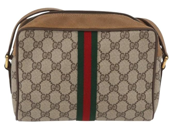 Borsa a Spalla Gucci GG Supreme Web Sherry Line PVC Beige 98 02 004 Auth BAZ558 D'oro - vista 3