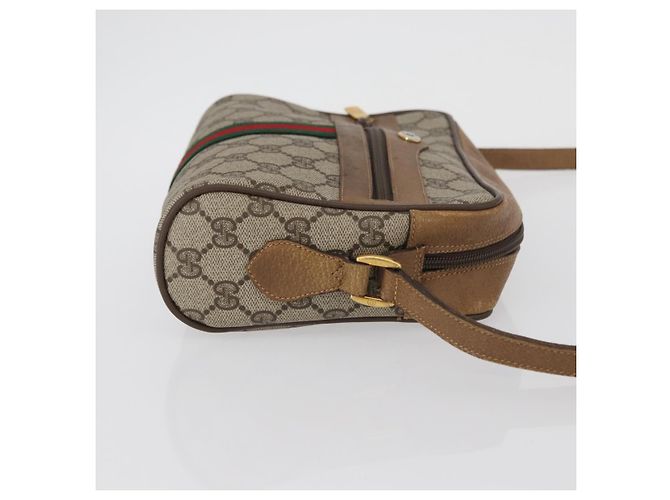 Borsa a Spalla Gucci GG Supreme Web Sherry Line PVC Beige 98 02 004 Auth BAZ558 D'oro - vista 4