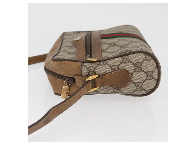 Borsa a Spalla Gucci GG Supreme Web Sherry Line PVC Beige 98 02 004 Auth BAZ558 D'oro - vista 5