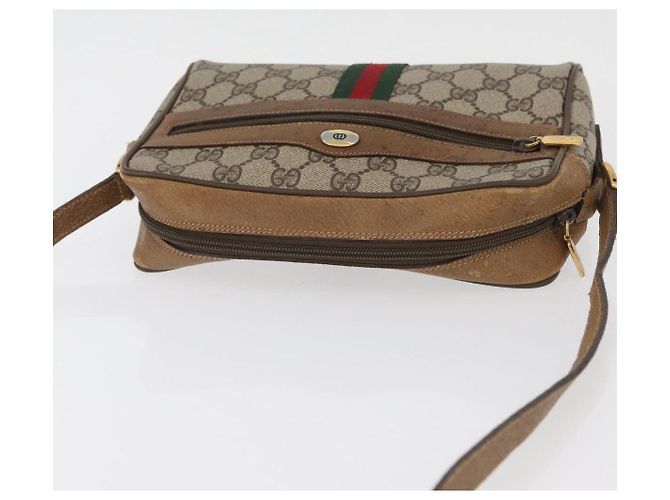Borsa a Spalla Gucci GG Supreme Web Sherry Line PVC Beige 98 02 004 Auth BAZ558 D'oro - vista 6