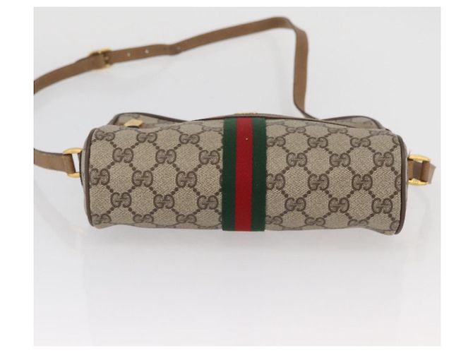 Borsa a Spalla Gucci GG Supreme Web Sherry Line PVC Beige 98 02 004 Auth BAZ558 D'oro - vista 9