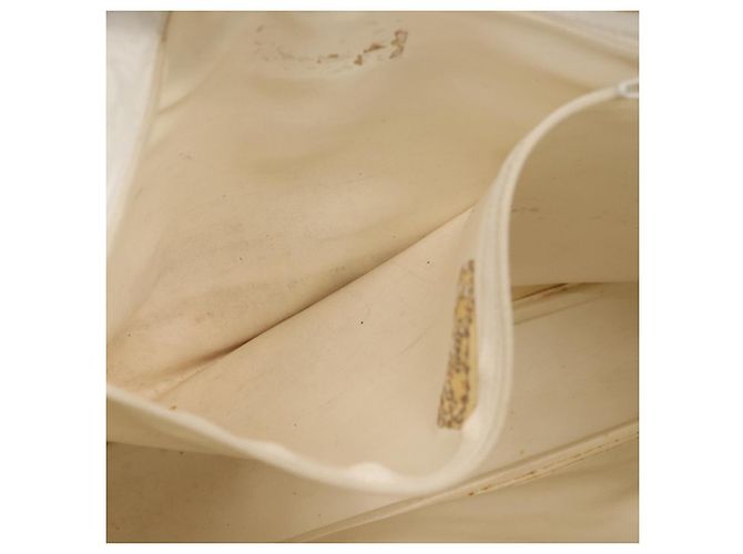 Borsa a spalla a catena CHANEL in pelle bianca oro CC Auth mr2247 Bianco D'oro - vista 20