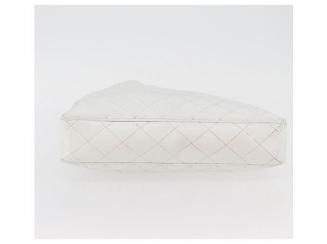 Borsa a spalla a catena CHANEL in pelle bianca oro CC Auth mr2247 Bianco D'oro - vista 9