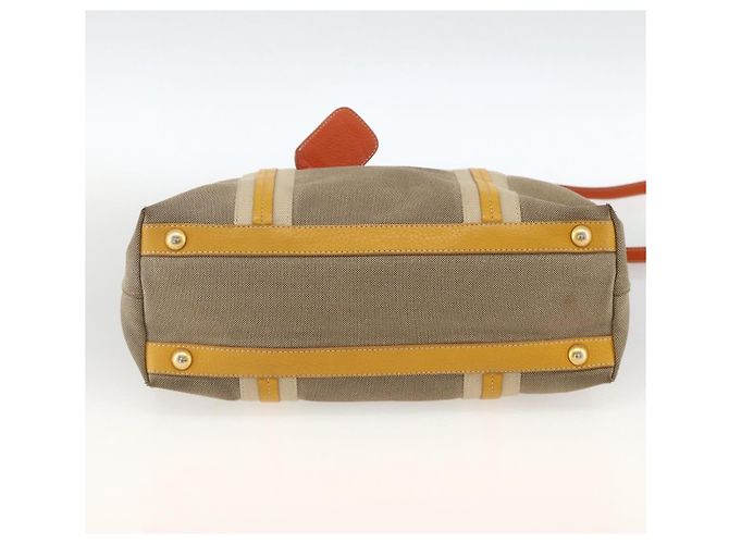 PRADA Bolsa de Mão Logo jacquard 2way Bege Ouro Auth ka3542 Dourado - vista 11