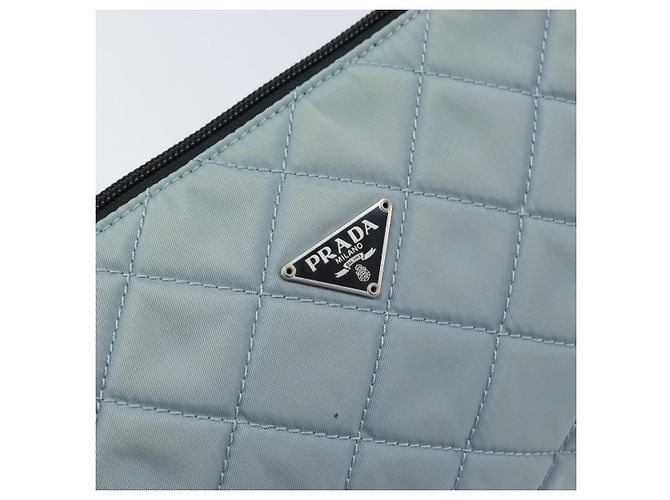Prada Tasche Nylon Hellblau Silber Auth BAZ116A - Ansicht 12
