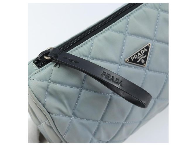 Prada Tasche Nylon Hellblau Silber Auth BAZ116A - Ansicht 13