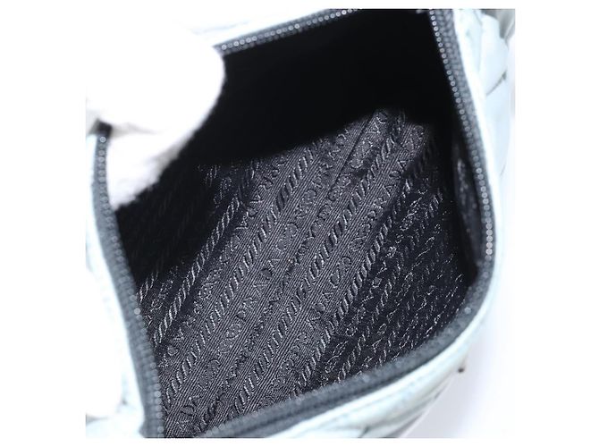 Prada Tasche Nylon Hellblau Silber Auth BAZ116A - Ansicht 15