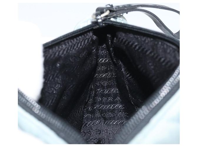 Prada Tasche Nylon Hellblau Silber Auth BAZ116A - Ansicht 16