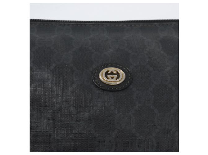 GUCCI GG Supreme Borsa Clutch Vecchia PVC Nero Oro 97 01 029 Auth am11098 - vista 13