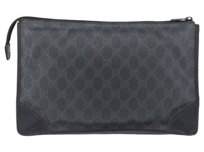 GUCCI GG Supreme Borsa Clutch Vecchia PVC Nero Oro 97 01 029 Auth am11098 - vista 3