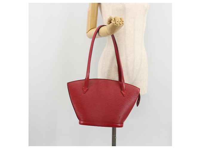 LOUIS VUITTON Epi Saint Jacques Alças Longa Bolsa de Mão Vermelha M52337 Auth ARZ870 Vermelho - vista 21