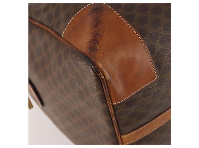 Céline Borsa Boston in tela Macadam CELINE in pelle PVC marrone e oro Auth YKZ215 D'oro - vista 12