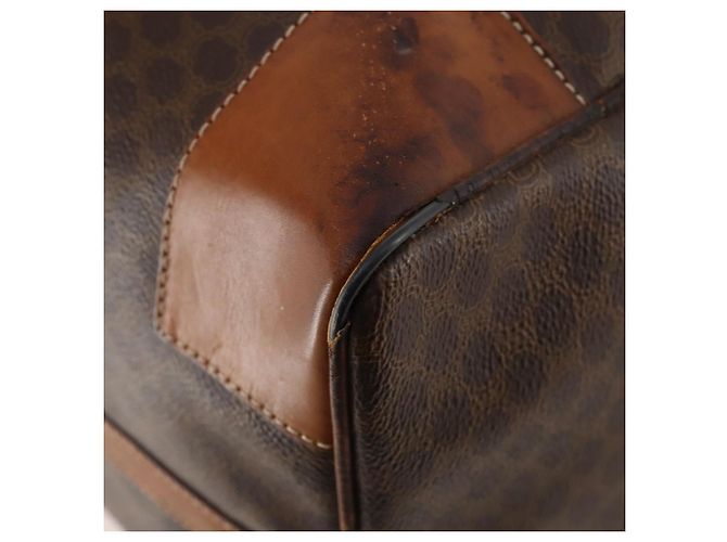 Céline Borsa Boston in tela Macadam CELINE in pelle PVC marrone e oro Auth YKZ215 D'oro - vista 13