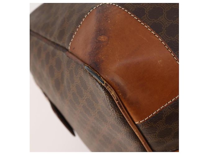 Céline Borsa Boston in tela Macadam CELINE in pelle PVC marrone e oro Auth YKZ215 D'oro - vista 14