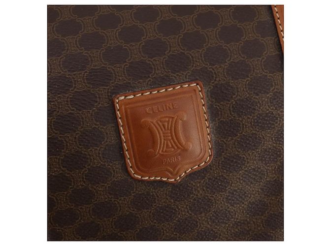 Céline Borsa Boston in tela Macadam CELINE in pelle PVC marrone e oro Auth YKZ215 D'oro - vista 17